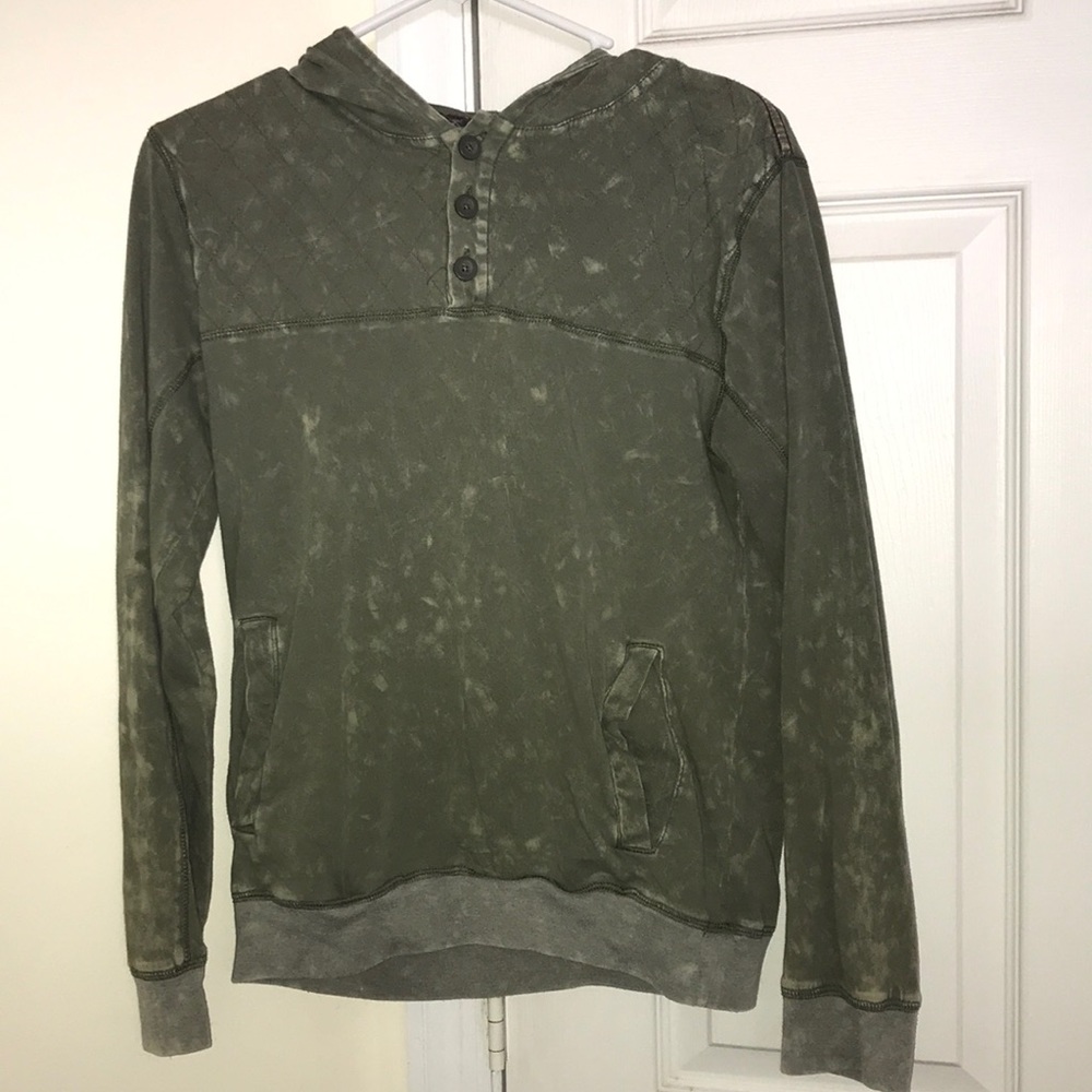 Green acid wash hooded shirt